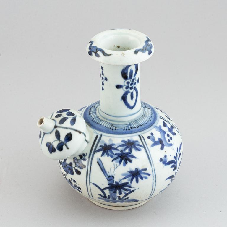 A blue and white South east asian Kendi, 20th century.