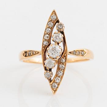 Old cut diamond navette shaped ring.