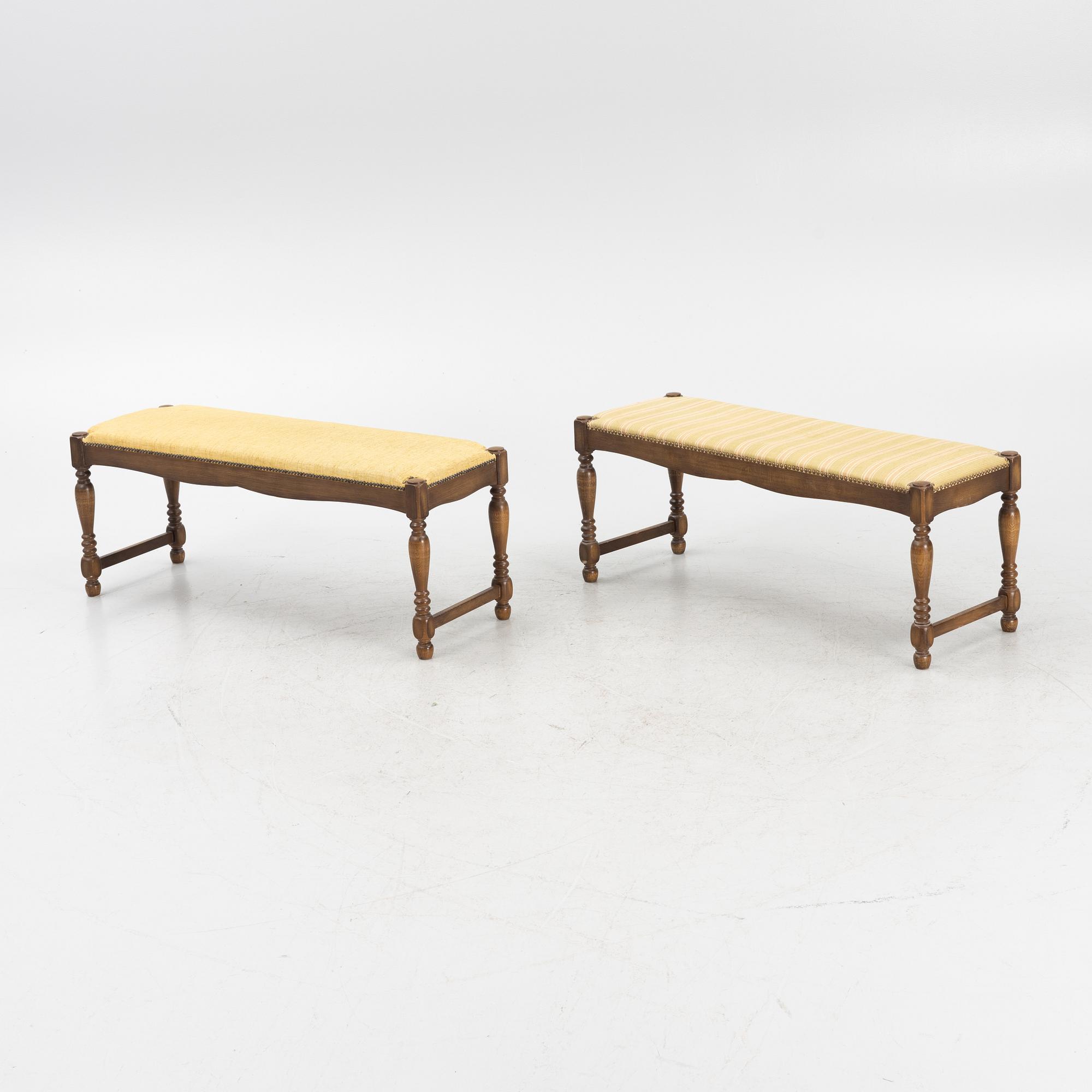 Benches, a pair, first half of the 20th century.