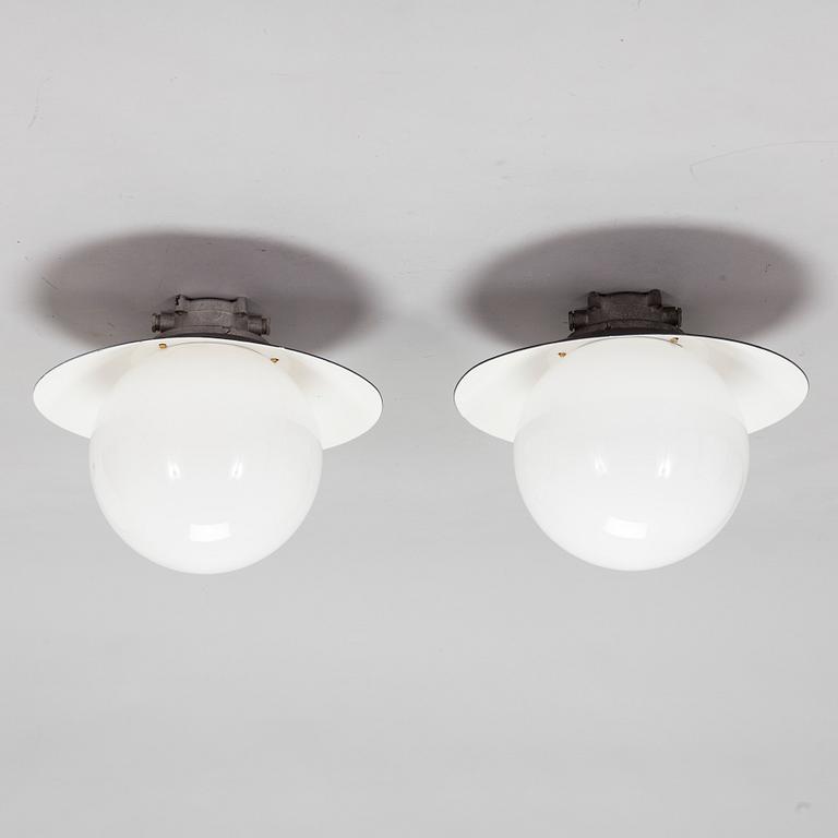 Paavo Tynell, a pair of mid-20th century '91100' out door lights/ ceiling lights for Idman Finland.