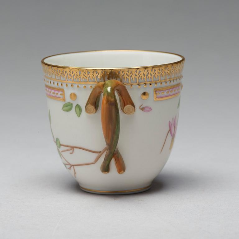 A set of four Royal Copenhagen 'Flora Danica' coffee cups with saucers, Denmark, 20th Century.