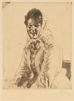 Anders Zorn, etsning, 1912, signerad med blyerts.