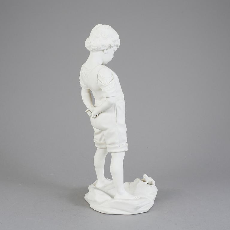 FIGURIN, parian. Gustavsberg, "Pojken och grodan", stämpelsignerad.