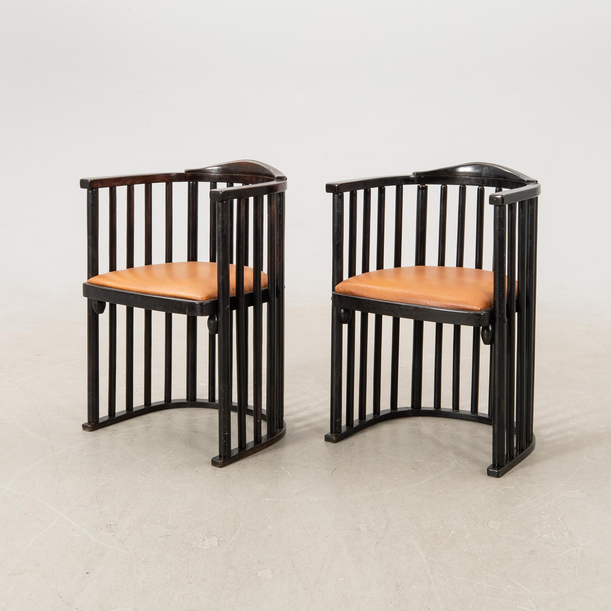 Josef Hoffmann, armchairs a pair attributed to the first half of the 20th century.