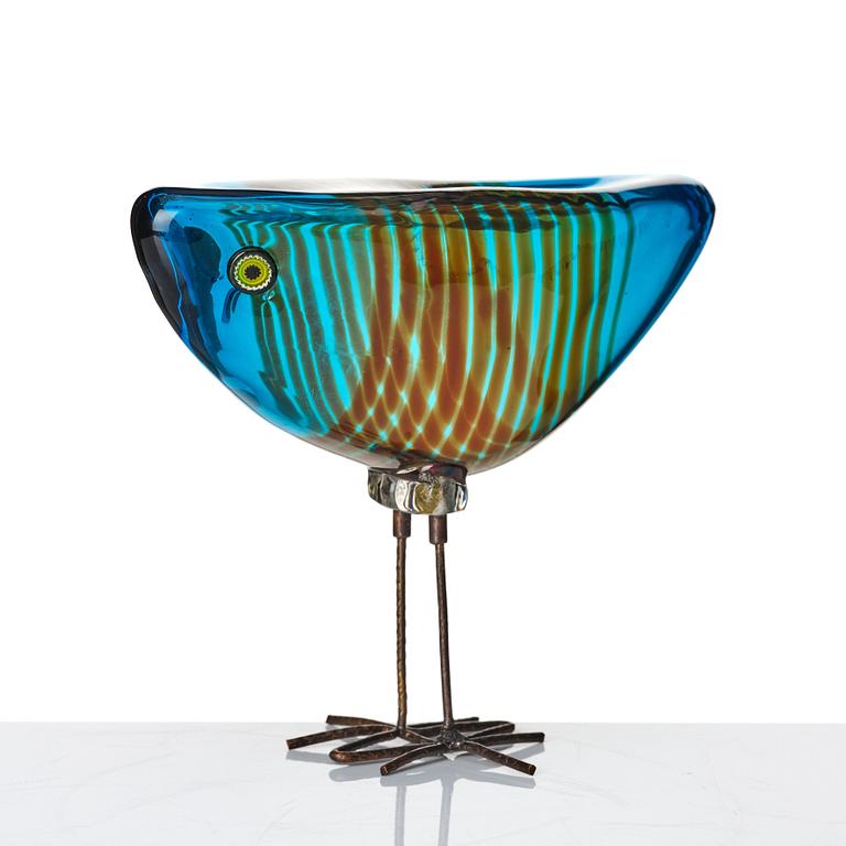 Alessandro Pianon, a glass and copper 'Pulcino' sculpture of a bird, Vistosi, Italy 1960s.