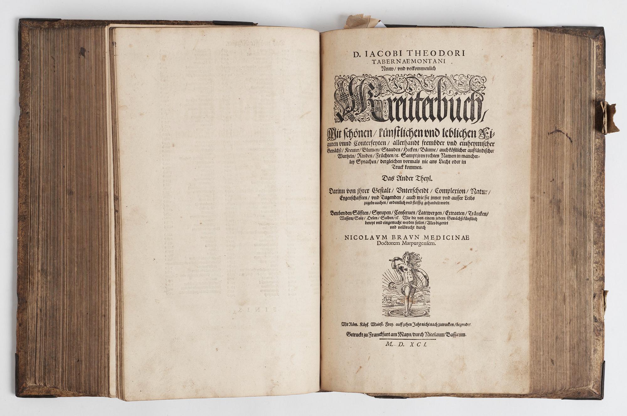 JACOBUS THEODOUS TABERNAEMONTANUS(1520-1590), Neuw Kreuterbuch, mit schönen, künstlichen.., Frankfurt 1588-91.