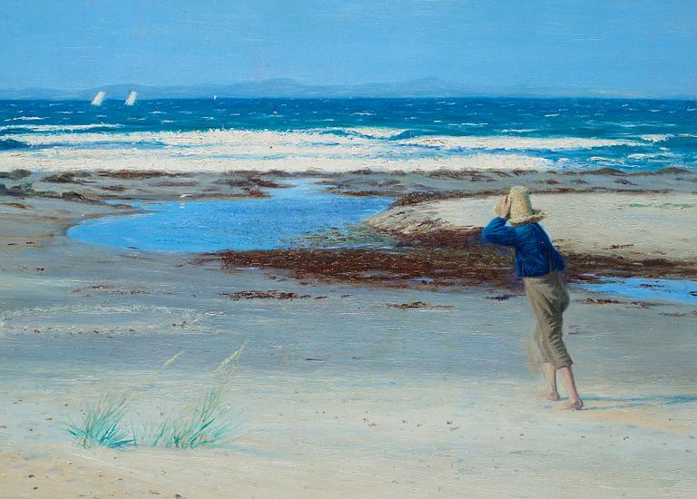 John Lübschitz, - "Strandbillede. Frisk Vind". View towards Kullaberg on the south west coast of Sweden.