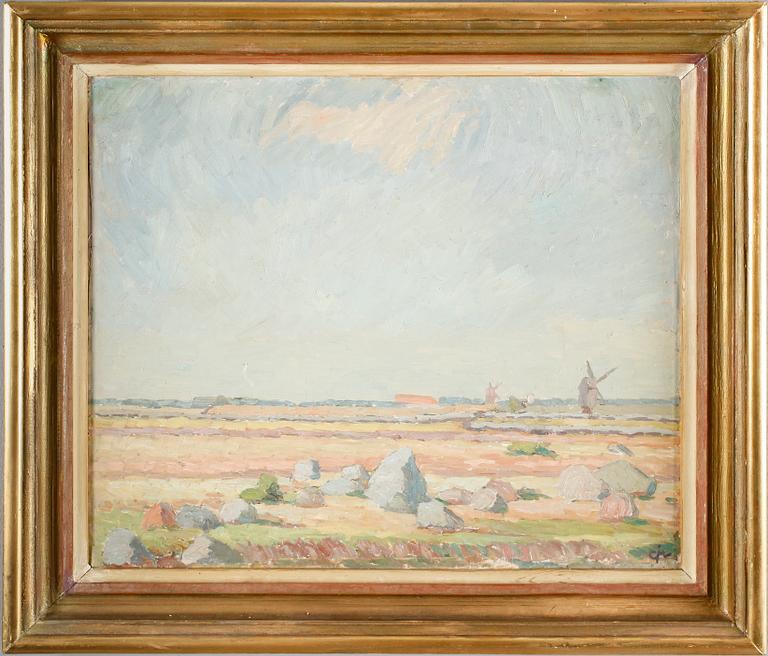 CARL (KALLE) JOHANSSON, olja på pannå, monogramsignerad.