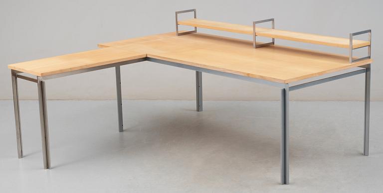 A Poul Kjaerholm ash and steel 'PK-51' desk, E Kold Christensen, Denmark, maker's mark in the steel.