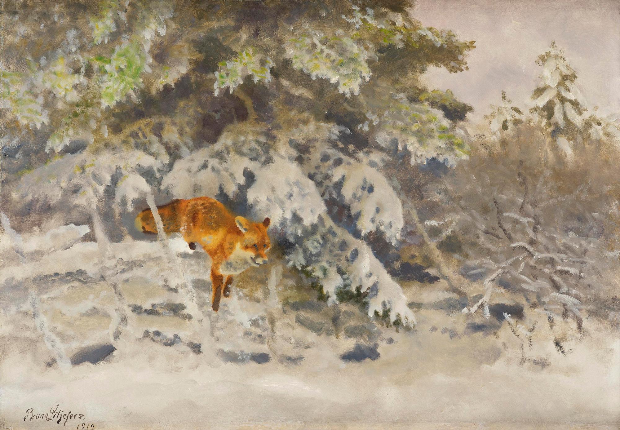 Bruno Liljefors, Fox in a winter landscape.