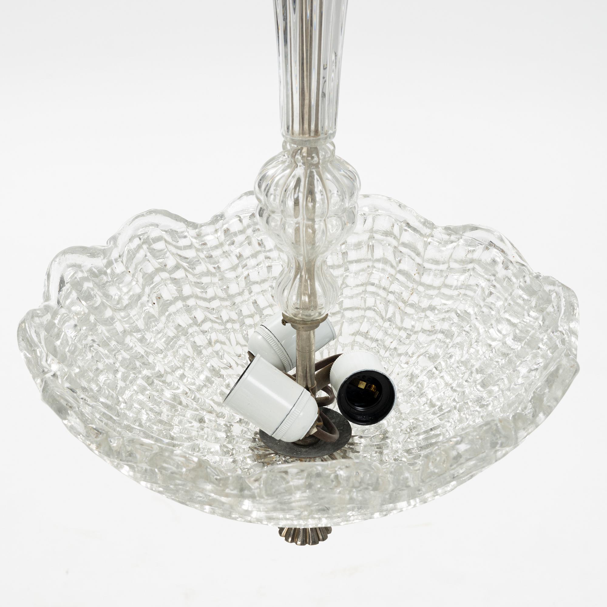 An Orrefors glass ceiling light, mid 20th Century.