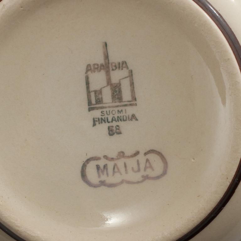 TESERVISDELAR, 15 delar, porslin, "Maija", Arabia, Finland, 1900-talets andra hälft.
