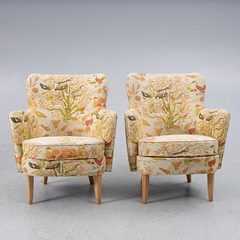 Armchairs, a pair, OH Sjögren, Tranås, second half of the 20th century.