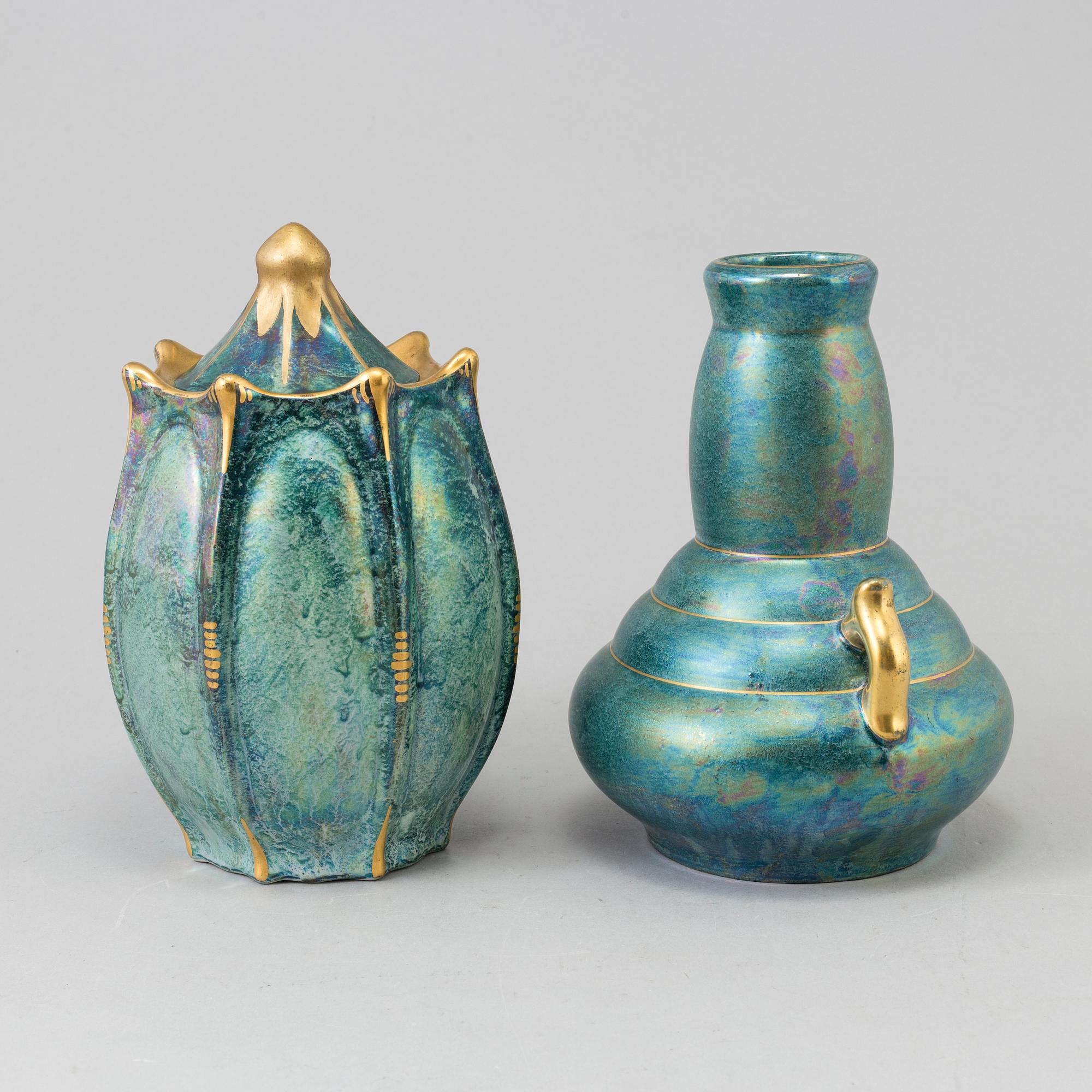 JOSEF EKBERG, a vase and a lidded urn, Gustavsberg 1930´s.