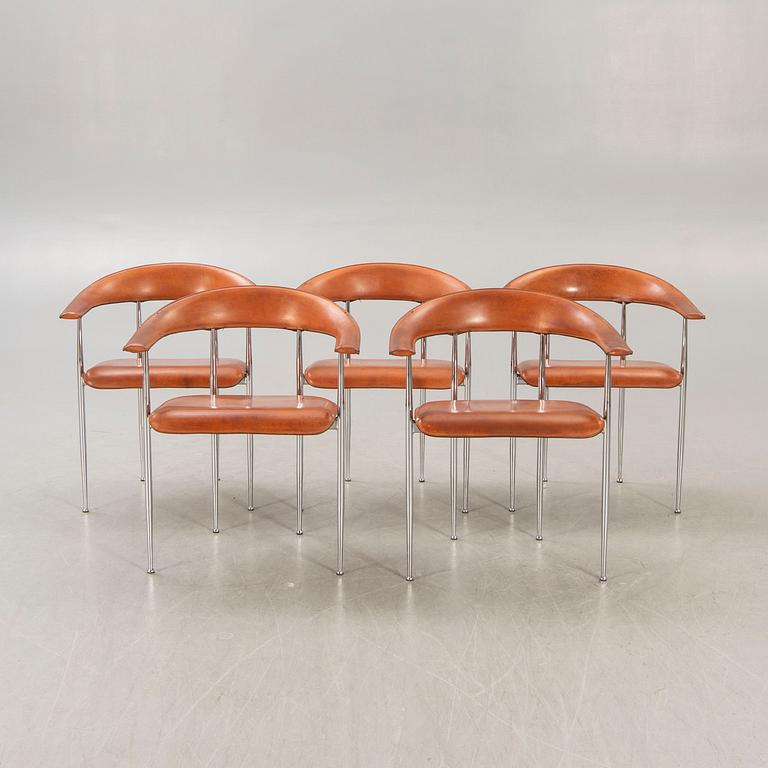 A set of five Giancarlo Vegni & Gianfranco Gualtierotti, armchairs for Fasem in the latter part of the 20th century.