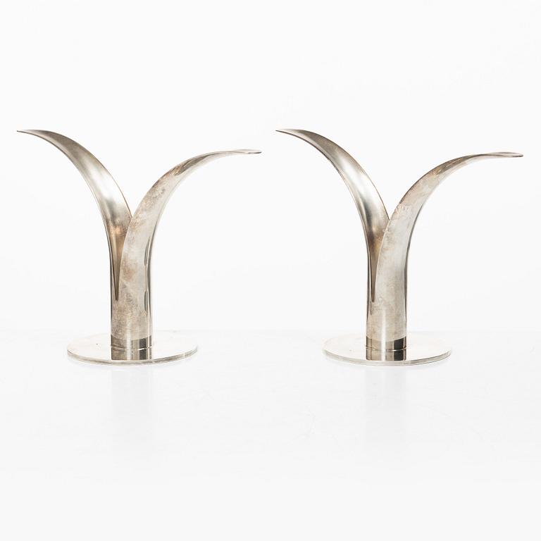 Ivar Ålenius-Björk, Candle holders, a pair, silver-plated, "Liljan", Skultuna.