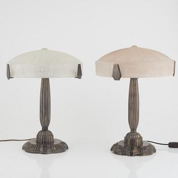 A Pair of Art Déco-Style Table Lamps, mid 20th Century.