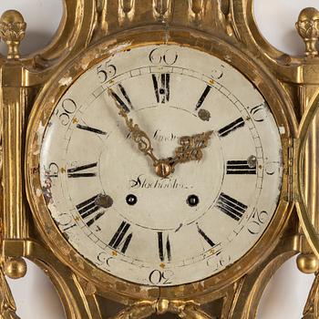 A Gustavian wall clock, dial signed Petter Lundmark, Stockholm. Late 18th century.