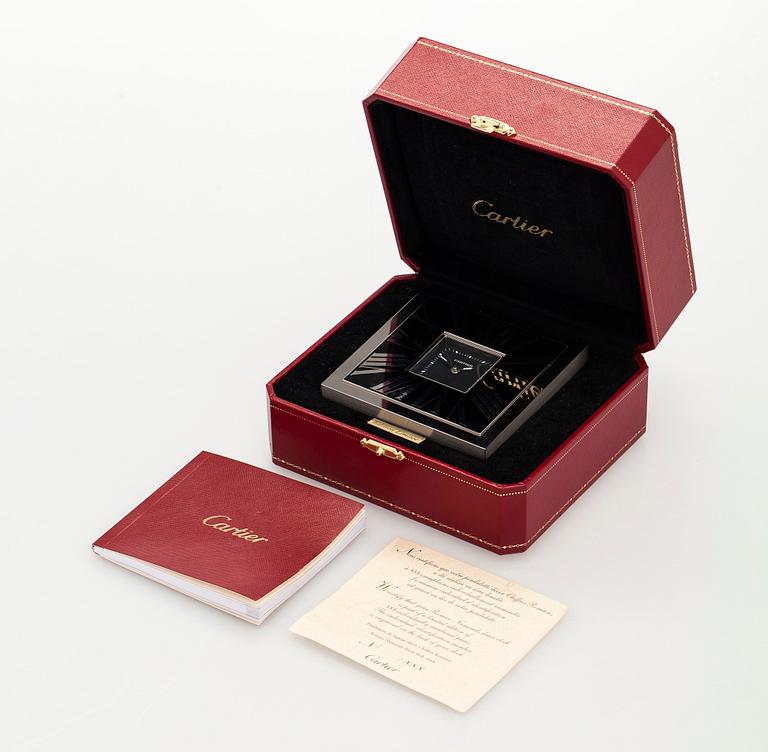 Cartier, Roman Numerals, table clock/alarm clock, Limited Edition, 95 x 95 x 26 mm.