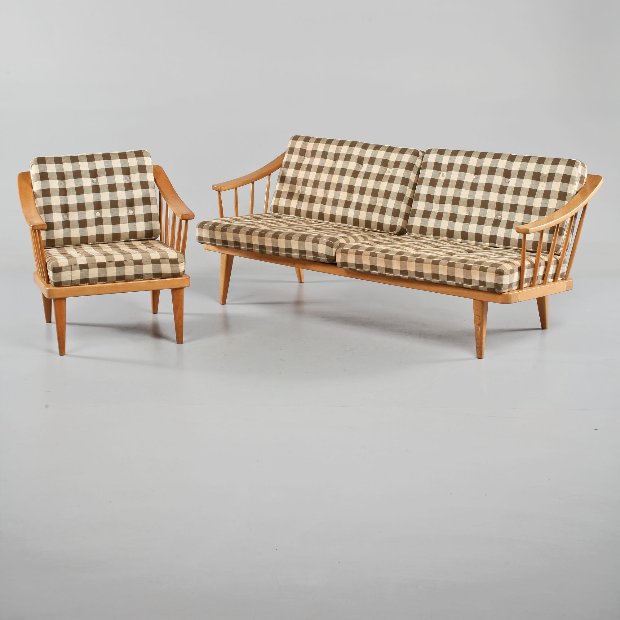 SOFFA samt FÅTÖLJ, 1900-talets andra hälft.