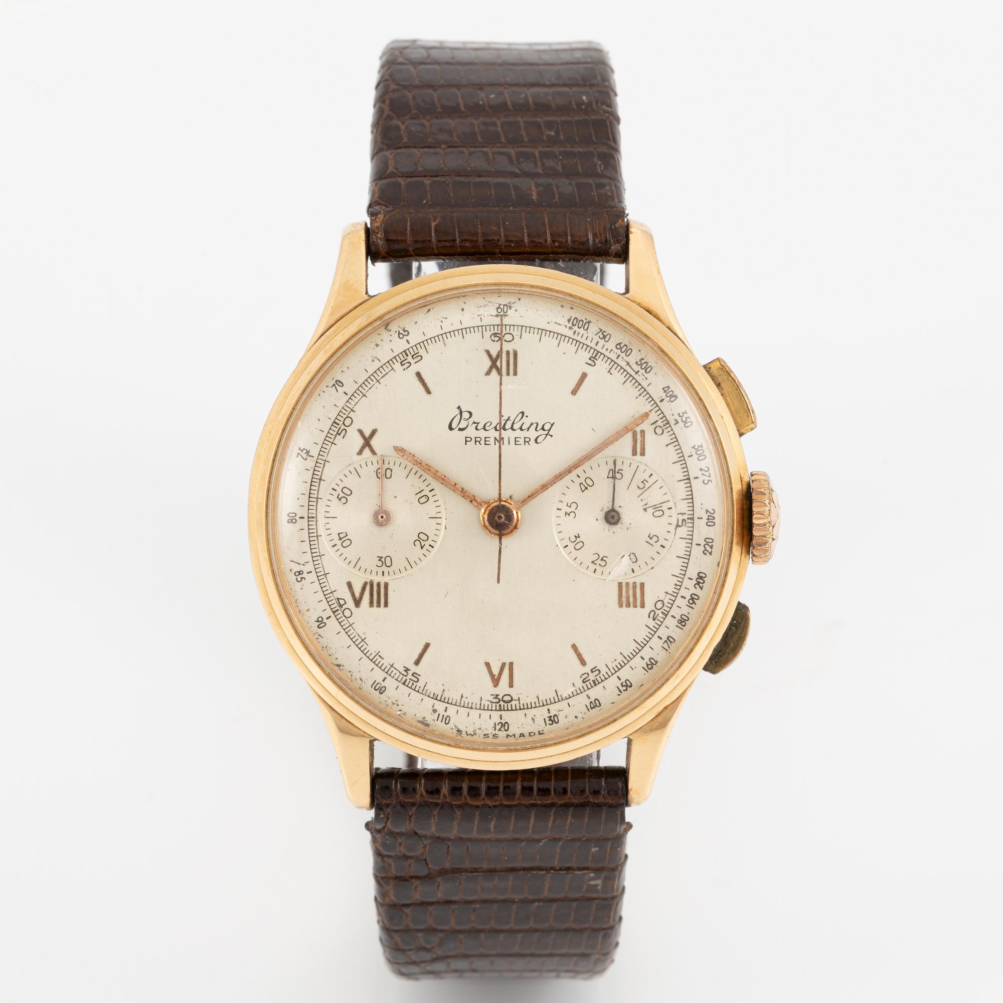 Breitling, Premier, wristwatch, chronograph, 35 mm.