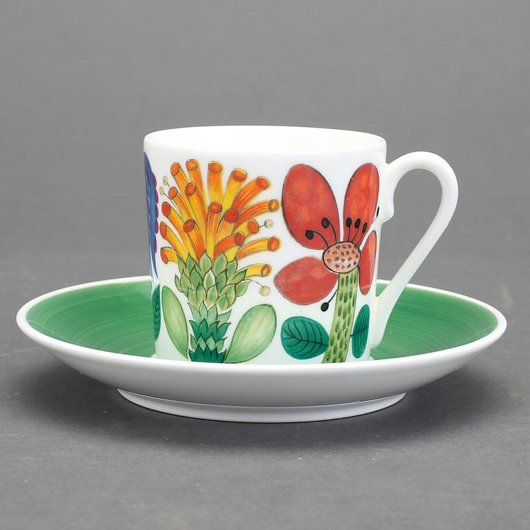 KAFFEKOPPAR 8 st MED FAT, benporslin, Tahiti, Stig Lindberg, Gustavsberg.