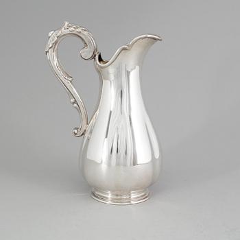 A Swedish silver water pitcher, maker's mark Gustaf Theodor Folcker, Stockholm, 1860. Weight 647 g.