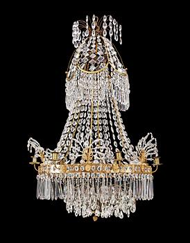 611. A late Gustavian circa 1800 six-light chandelier.