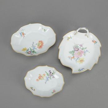 SKÅLFAT, porslin, 3 st, Meissen, 1800/1900-tal.