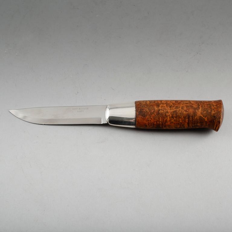 KNIV, masurbjörk och sterlingsilver, David Andersen, Norge.