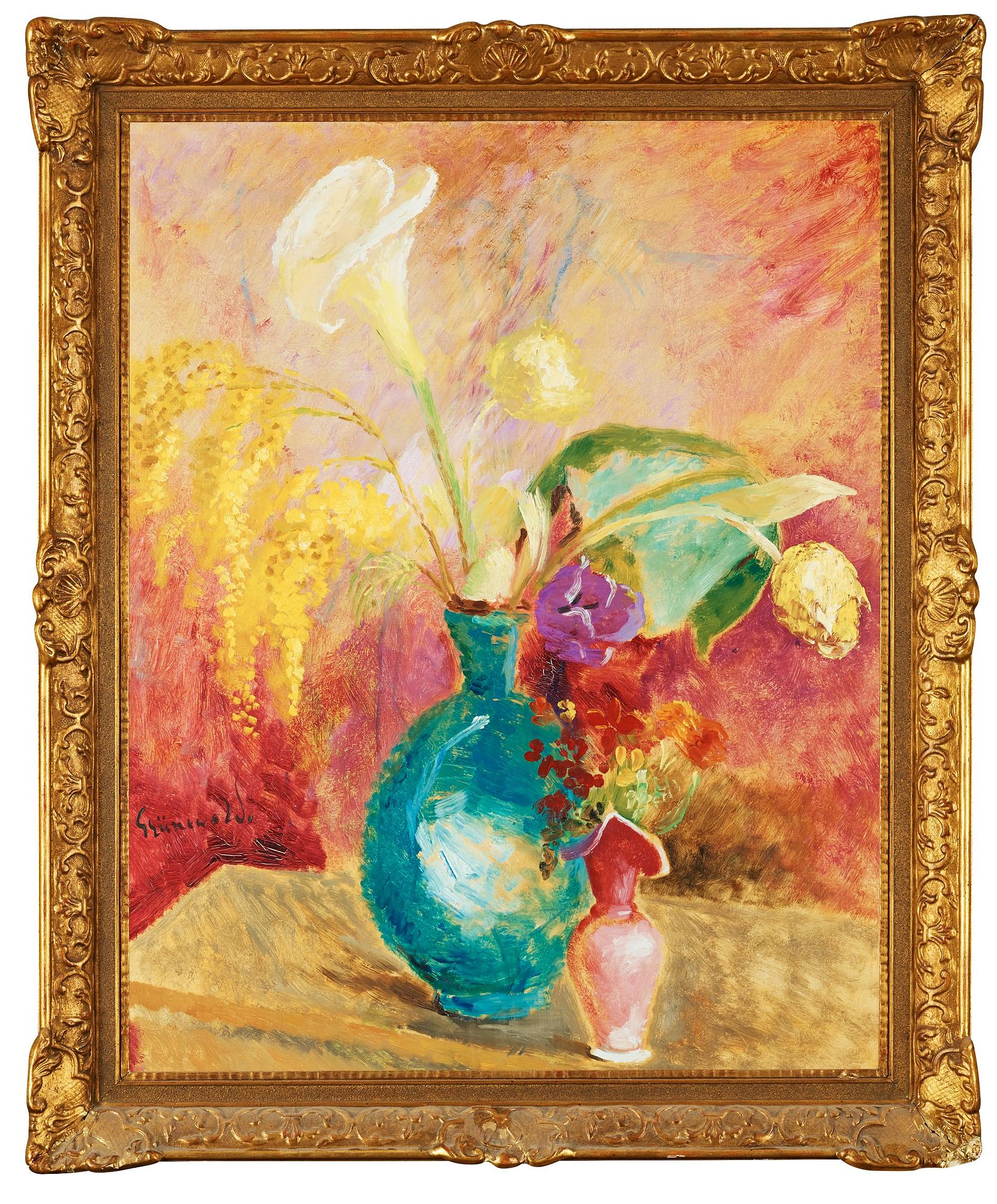Isaac Grünewald, Still life with flowers in a vase.