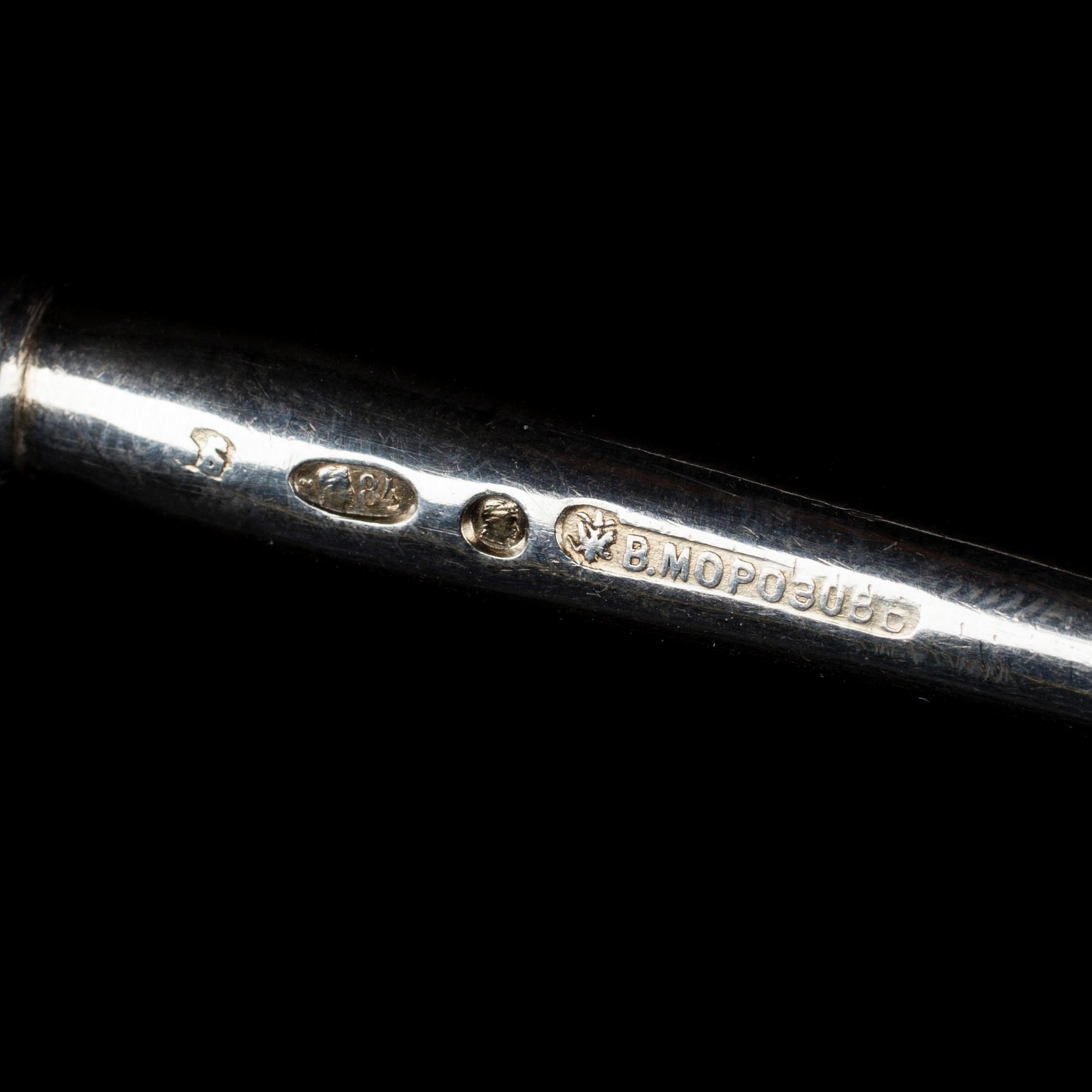 SERVERINGSBESTICK, silver, (В. Морозовь) V. Morozov Hovleverantör S:t Petersburg, Ryssland 1892-1908.