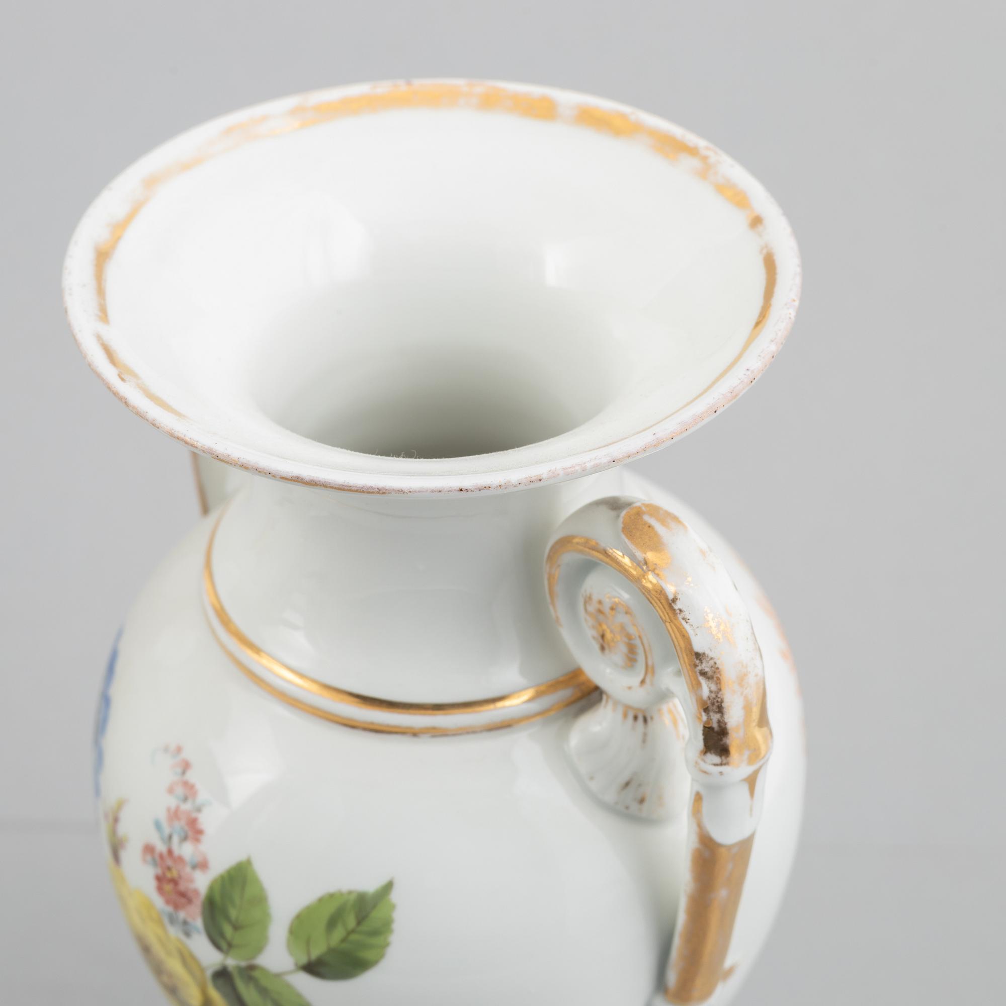 A pair of porcelain baluster vases, Meissen, later part of the 19th century.
