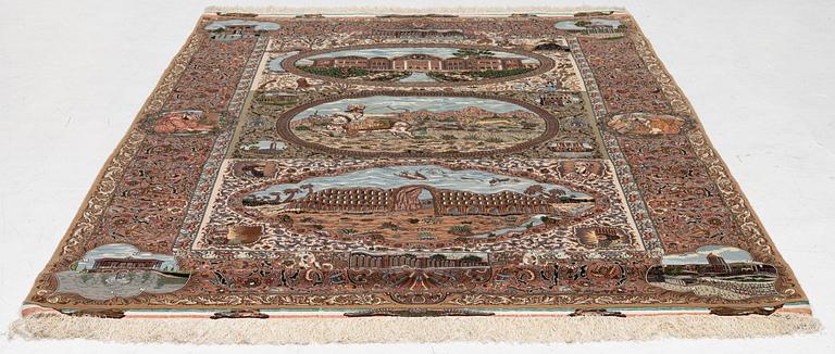 Matta, Täbriz, figural. ca 177 x. 241 cm.