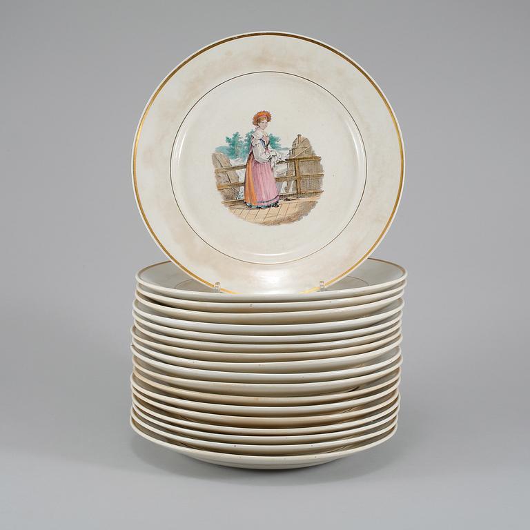 TALLRIKAR, 18 st, Rörstrand, flintgods, omkring sekelskiftet 1900.