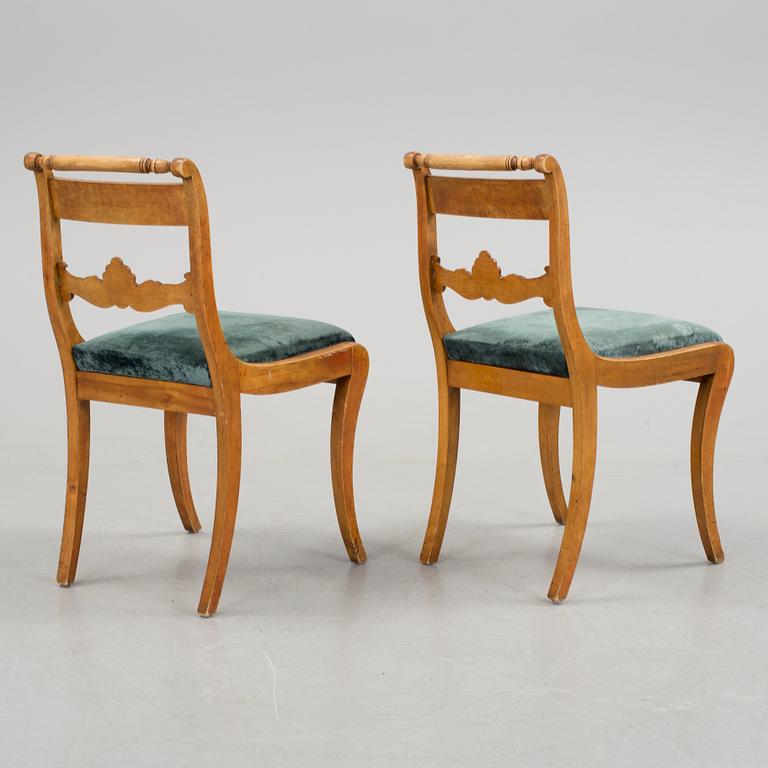 Six 1840's Biedermeier chairs by Carl Theodor Becker, Stockholm. Marked.