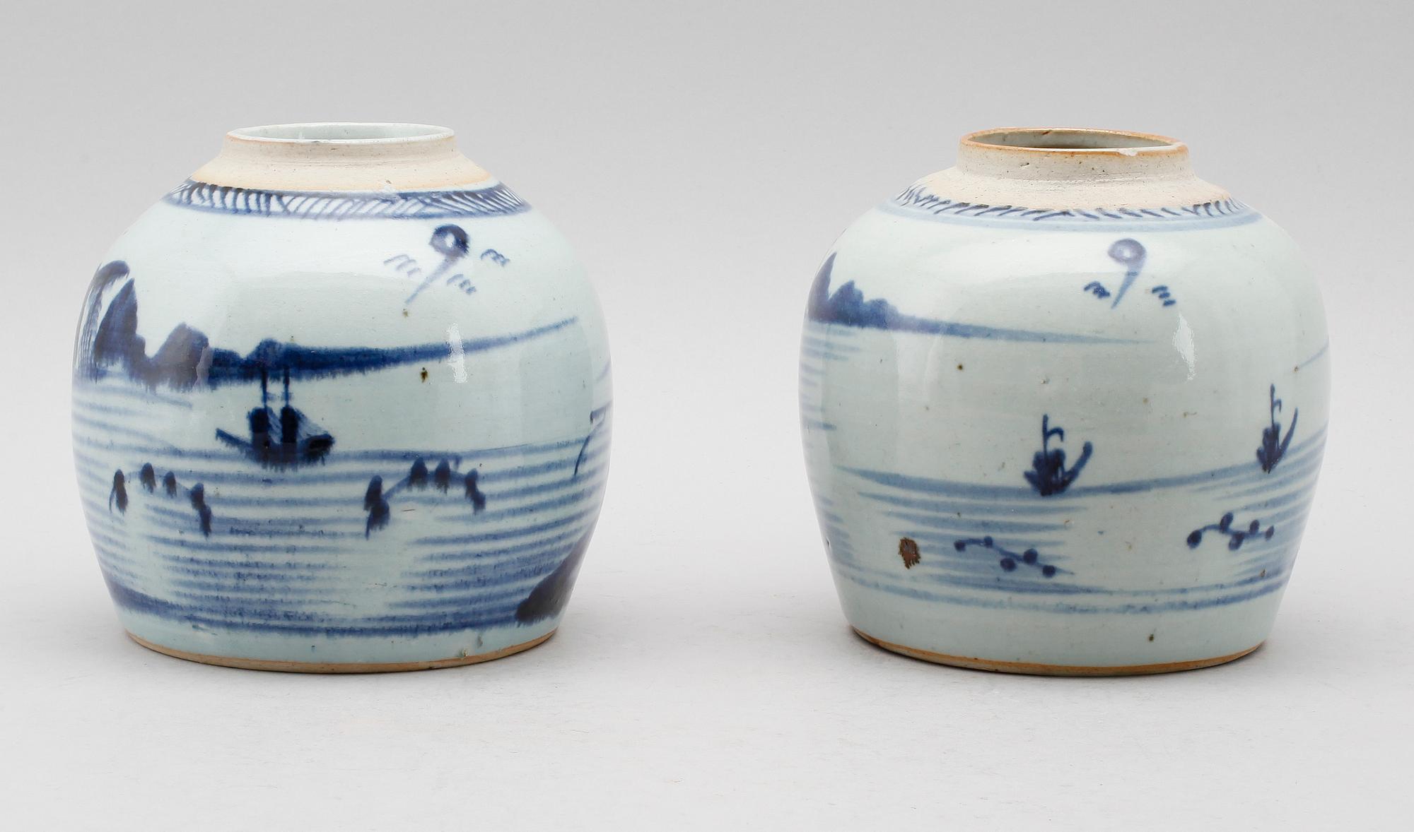 BOJANER, 2 st, porslin, Kina, 1800-tal.