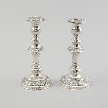 LJUSSTAKAR, ett par, silver, Emanuel Holmberg, Karlskrona, 1847.