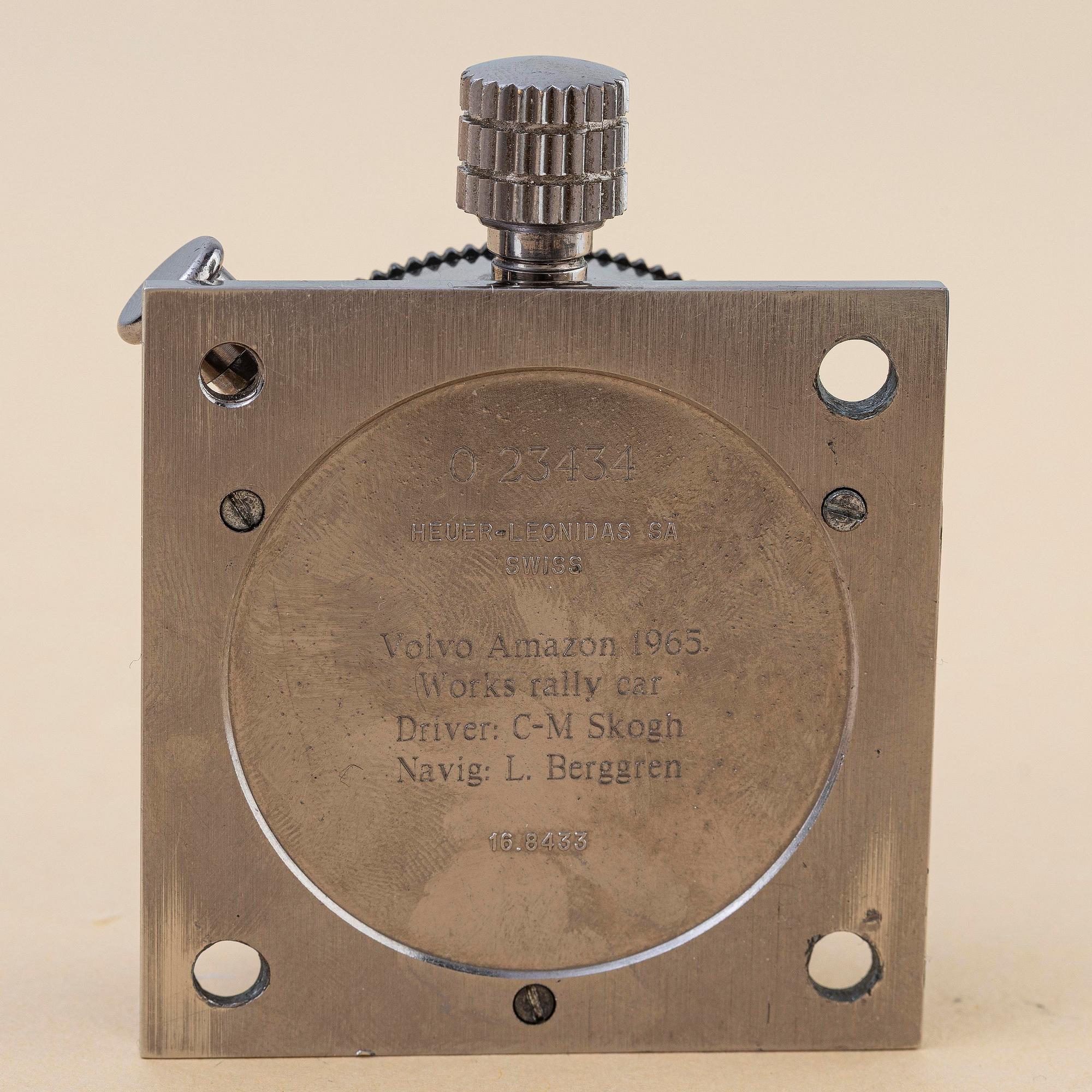 Heuer, Monte-Carlo, "Winner of the Acropolis Rally 1965 Carl Magnus Skogh and Lennart Berggren", ca 1965.