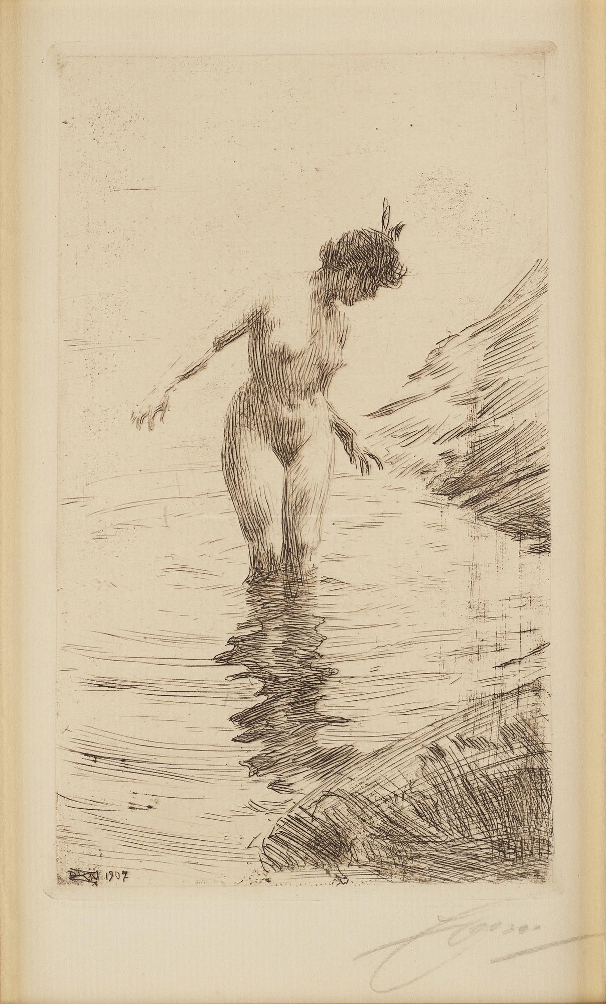 Anders Zorn, etching, 1907, signed in pencil.