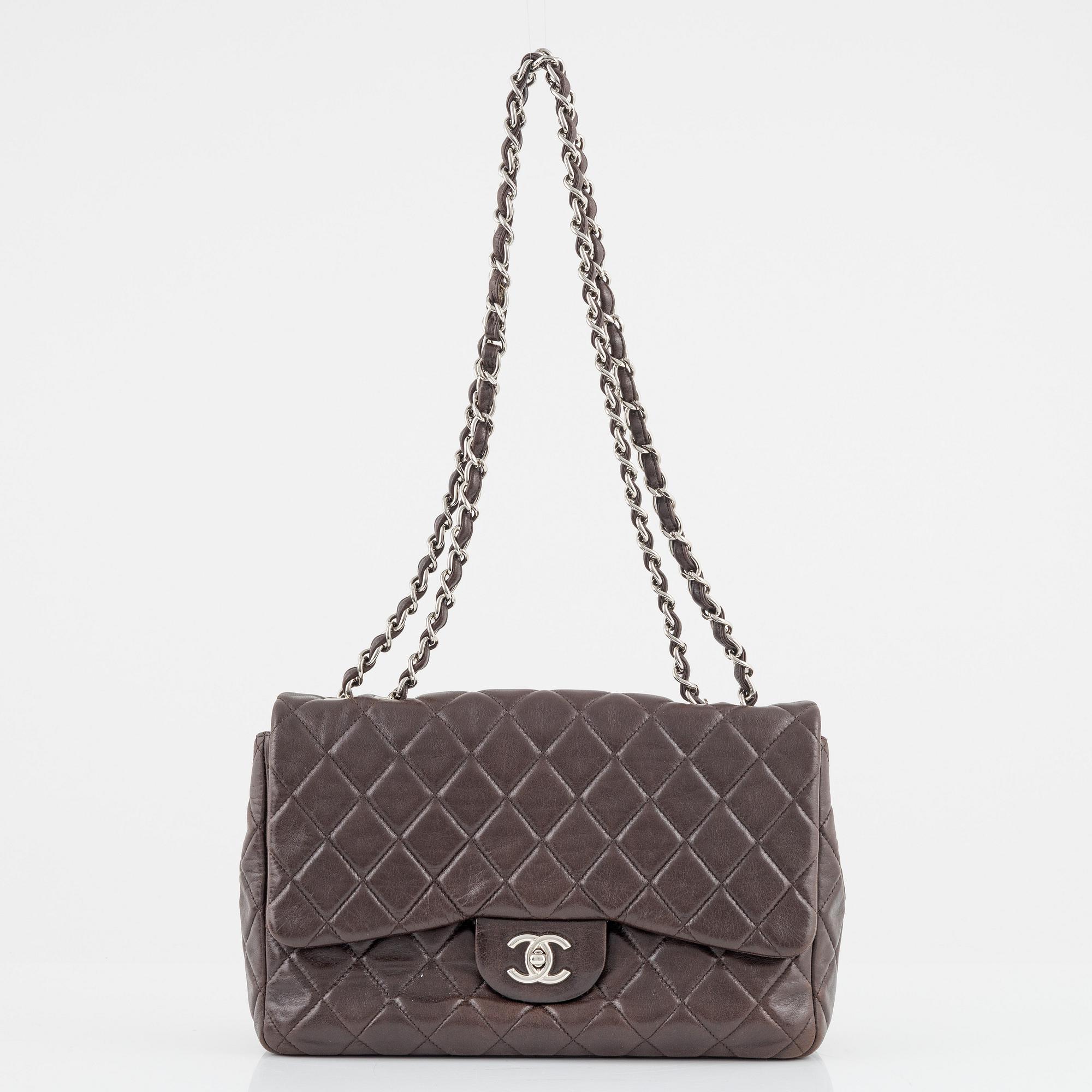 Chanel, a chocolate brown leather 'Single Flap Bag', 2015-16.