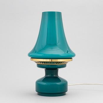 Hans-Agne Jakobsson, a glass and brass model B124 table light, Markaryd, second half of the 20th Century.