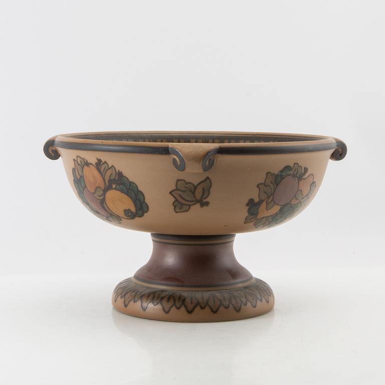 Bowl on foot L Hjorth Bornholm Denmark stoneware.