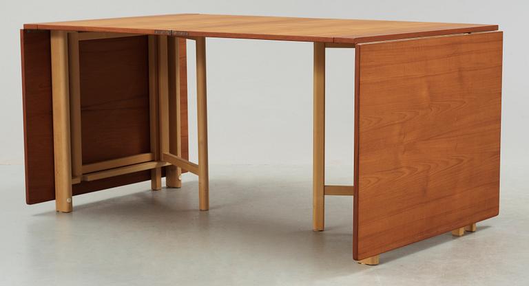 A Bruno Mathsson teak and beech gateleg table, 'Maria', Karl Mathsson, Värnamo, Sweden 1963.