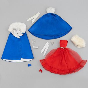 Klädupsättningar, 2 st, Barbie, "Midningt Blue, 1617" & "Junior Prom, 1614", Mattel, 1960-tal.