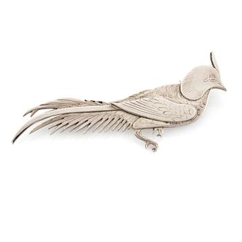 Wiwen Nilsson, a sterling silver brooch in the shape of a pheasant, Lund 1965.