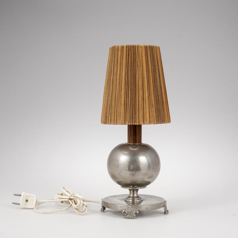 BORDSLAMPA, tenn, art déco, 1938.