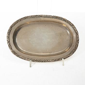A silver sauceboat with tray and spoon, Anaya, Mexico, second half of the 20th Century.