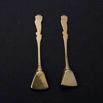 A pair of Swedish 18th century parcel-gilt silver salt cellars, mark of Jonas Berg, Stockholm 1781.