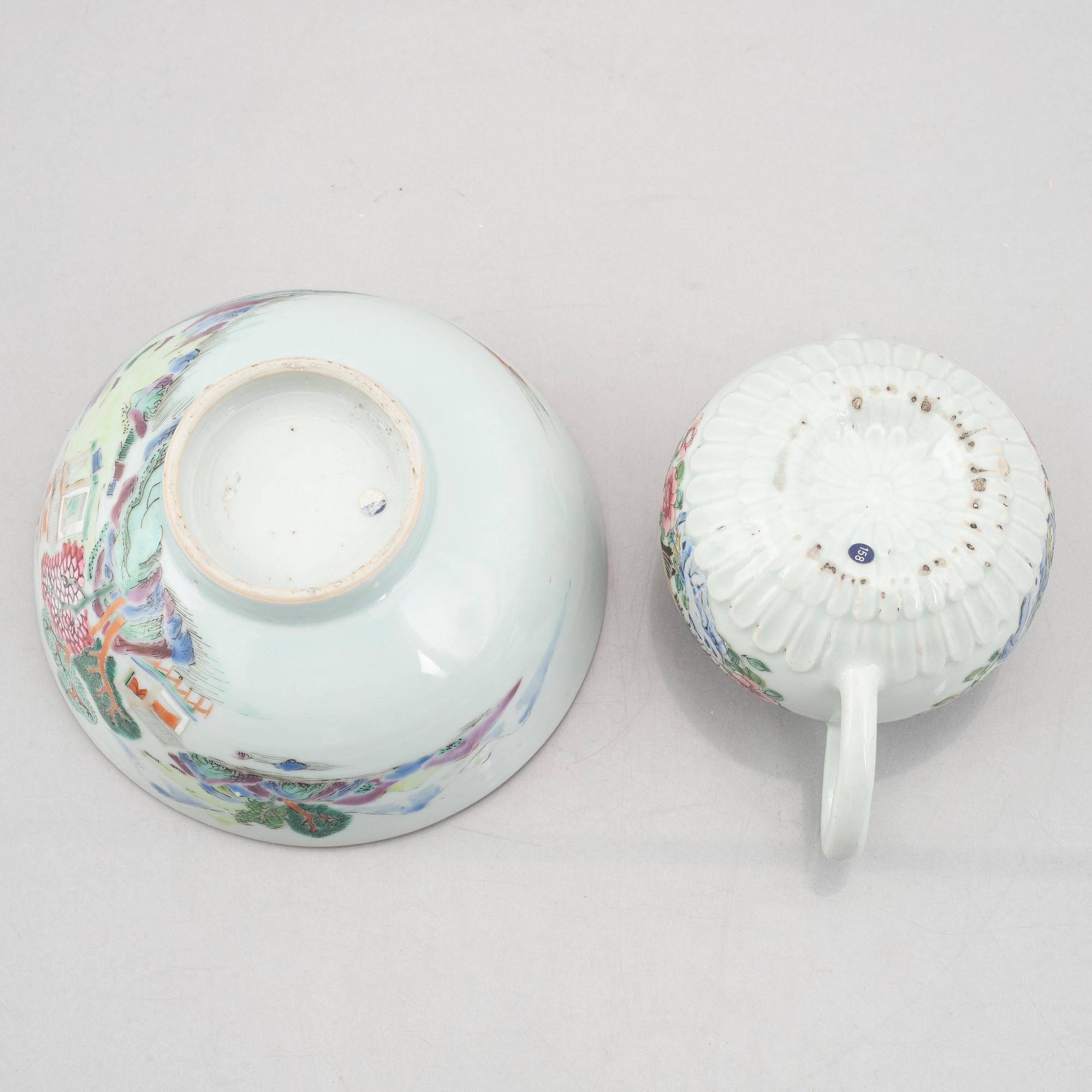 Six pieces of Chinese porcelain, Qing dynasty, 18th-19th century.